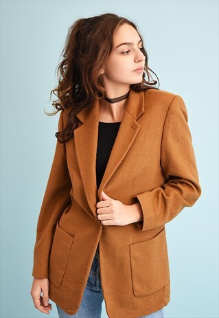 VINTAGE 90'S RETRO CLASSIC CUT WOOLLEN BLAZER JACKET