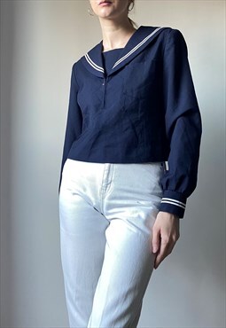 Vintage Navy Japanese Seifuku Uniform Sailor Top Size S
