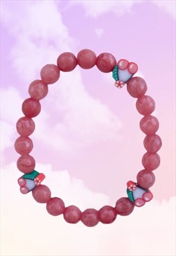 Cherry Delight - Pink Angelite Beaded Gemstone Gift Bracelet