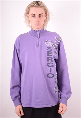 SERGIO TACCHINI MENS VINTAGE SWEATSHIRT JUMPER XL PURPLE 90S