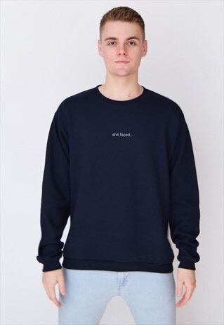 NAVY SHIT FACED SWEATSHIRT