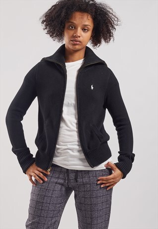 VINTAGE RALPH LAUREN KNITTED ZIP-UP JUMPER