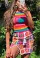 TUTTI FRUTTI GRANNY SQUARE SKIRT - DRAWSTRING WAIST & SPLIT