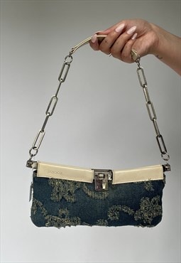 Vintage 2000s Denim & Chain Shoulder Bag