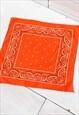 VINTAGE ORANGE/WHITE/BLACK FLORAL PAISLEY SCARF,BANDANA.