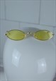 BRIGHT FESTIVAL GOLD YELLOW OVAL PARTY INDIE FUNKY GLASSES 
