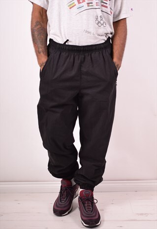 ADIDAS MENS VINTAGE TRACKSUIT TROUSERS LARGE BLACK 90S