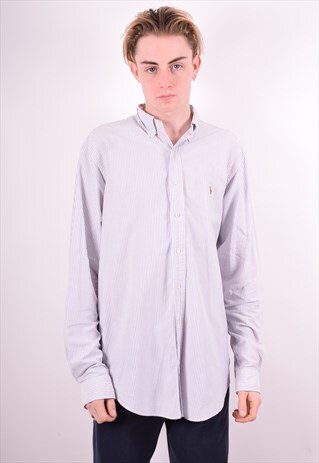 RALPH LAUREN MENS VINTAGE SHIRT LARGE PURPLE STRIPES 90'S