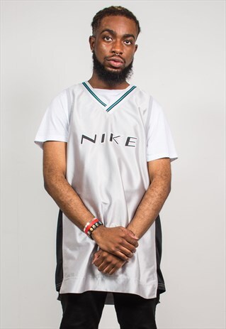 NIKE VINTAGE 90'S SILVER METALLIC V-NECK JERSEY VEST