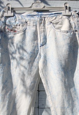 Diesel y2k stock white/blue cotton/linen low rise pants