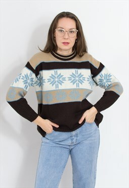 Vintage 90s norwegian sweater wool jumper in multi women