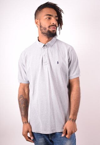 POLO RALPH LAUREN MENS VINTAGE POLO SHIRT XL GREY 90S