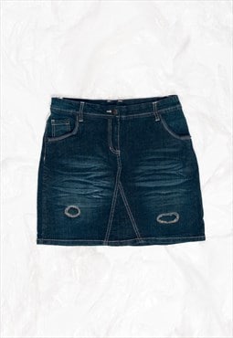 Vintage Denim Skirt Y2K Middle Rise Kidcore Mini in Blue