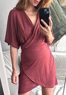 Minimal Wrap Burgundy Dress - M