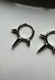 RHODIUM PLATED SPIKE HINGED EARRINGS FOR MEN STERLING SILVER