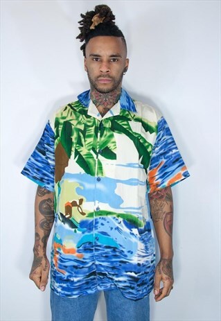 VINTAGE HAWAIIAN CRAZY PATTERNED SHIRT