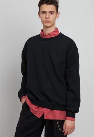 VINTAGE BLACK CREW NECK PULLOVER SWEATSHIRT