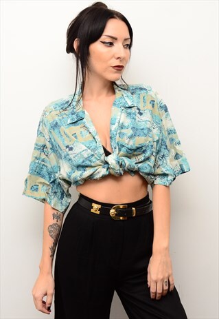 VINTAGE 90'S RETRO FUNKY ABSTRACT PATTERNED OVERSIZED SHIRT