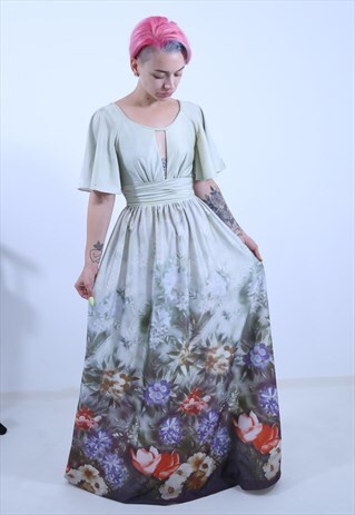 FLORAL PRINT 70'S MAXI DRESS