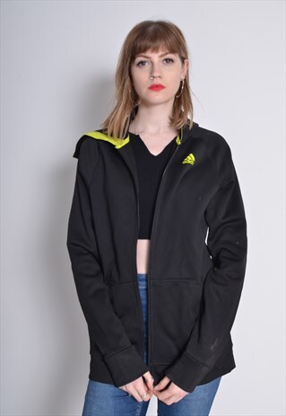 VINTAGE ADIDAS HOODED TRACK JACKET BLACK