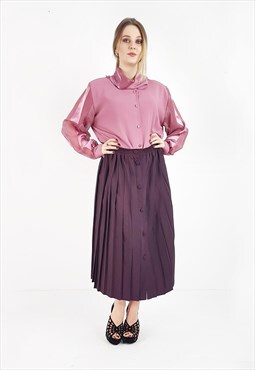 Vintage 80's pleated midi skirt in purple