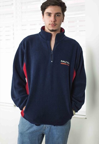 VINTAGE NAUTICA 1/4 ZIP FLEECE LOGO 90S M 18.4