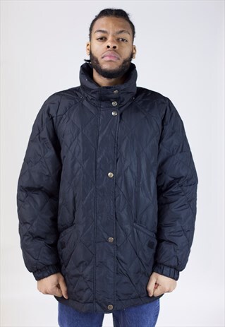 VINTAGE FILA 90'S BLACK QUILTED PADDED SPORTS JACKET