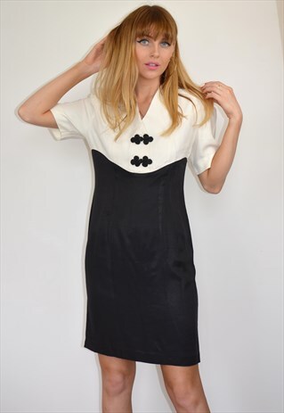 VINTAGE 80S CLASSIC BLACK & WHITE MINI DRESS
