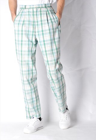 VINTAGE 80S GREEN CHECK LACOSTE PANTS