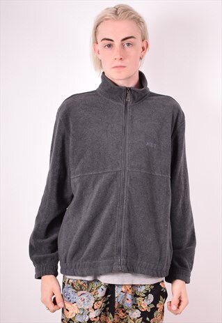 FILA MENS VINTAGE FLEECE JUMPER MEDIUM GREY 90S