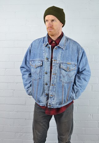 VINTAGE WRANGLER LIGHT BLUE LINED DENIM JACKET