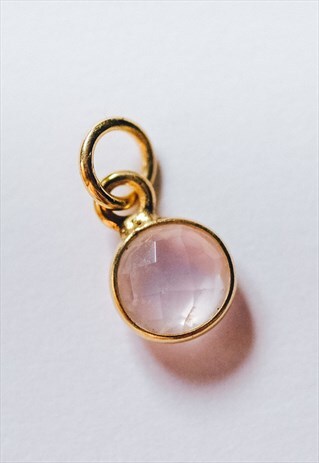 GOLD PLATED STERLING SILVER ROSE QUARTZ ZODIAC CHAKRA CHARM