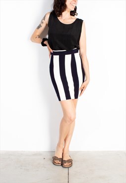 Women's Moschino Navy White Striped Skirt 