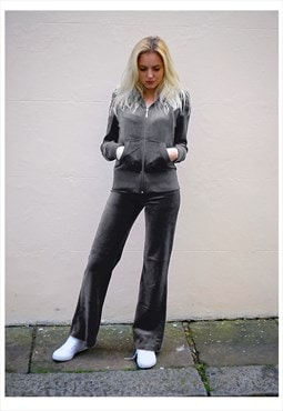 Velour Tracksuits With Long Sleeves in Grey