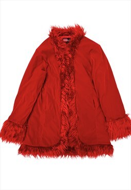 Y2K Red Afghan Coat -M