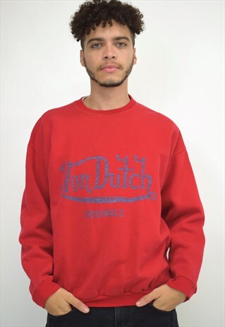 VINTAGE 90S VON DUTCH RED LOGO SWEATER
