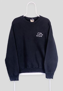 Vintage Black Starter Sweatshirt Embroidered Logo Medium