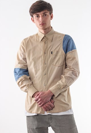 VINTAGE MOSCHINO 90S BEIGE BLUE LONG SLEEVE