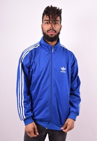 ADIDAS MENS VINTAGE TRACKSUIT TOP JACKET XXL BLUE 90'S