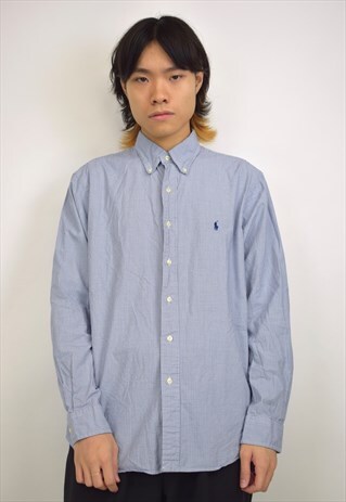 VINTAGE 90S RALPH LAUREN FINE BLUE CHECK SHIRT