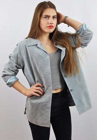 VINTAGE 90S POWDER BLUE SUEDE JACKET