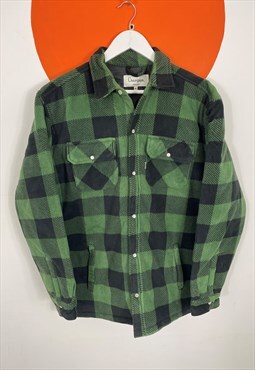 Vintage Champion Checked Fleece Lumberjack Jacket Green XL