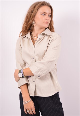 VINTAGE CALVIN KLEIN SHIRT 3/4 SLEEVE BEIGE