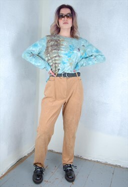 Vintage Y2K Turquoise Bright Festival Tie-dye Blouse Shirt 