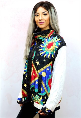 1990S VINTAGE MULTI COLOURED CELESTIAL SHELL TRACK JACKET