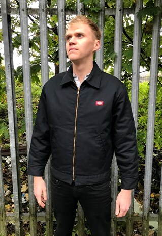 VINTAGE DICKIES ZIP THROUGH JACKET WORKWEAR SKATER BLACK