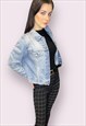 VINTAGE BLUE DENIM JACKET FOR WOMEN COTTON BLAZER { W143}