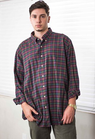 VINTAGE POLO RALPH LAUREN SHIRT FLANNEL LOGO 90S X 11.4