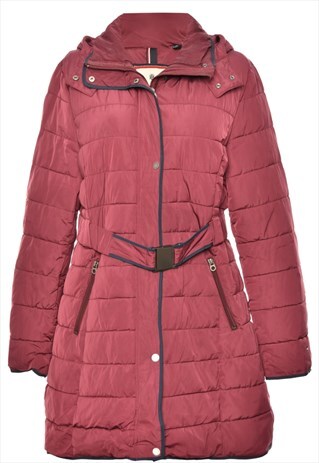 VINTAGE MAROON ZIP-FRONT TOMMY HILFIGER PUFFER JACKET - L