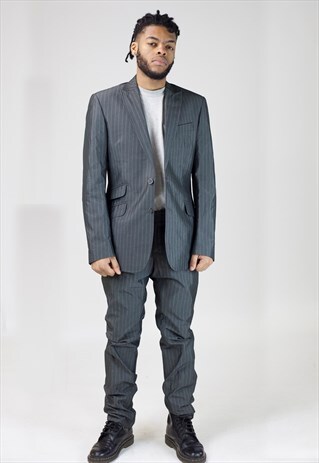 VINTAGE 90'S JUST CAVALLI GREY STRIPED SUIT